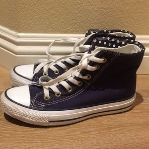 Navy Polka Dot Converse High Tops